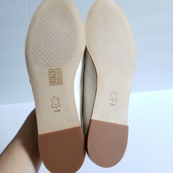 Tory Burch Crystal-Embellished Leather Flat Ballet Ivory Gold Size 9.5 - Picture 9 of 13